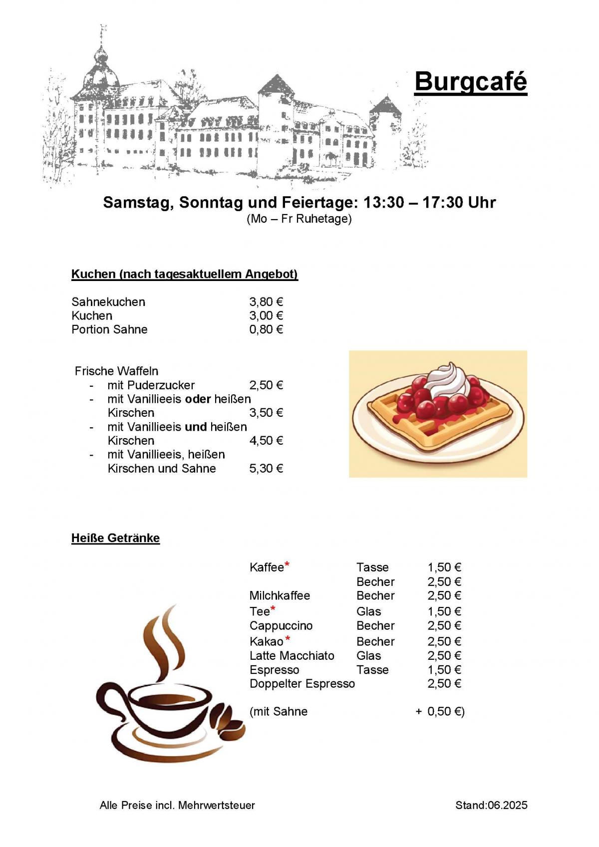 Karte Burgcafe Burg Winnenthal 1
