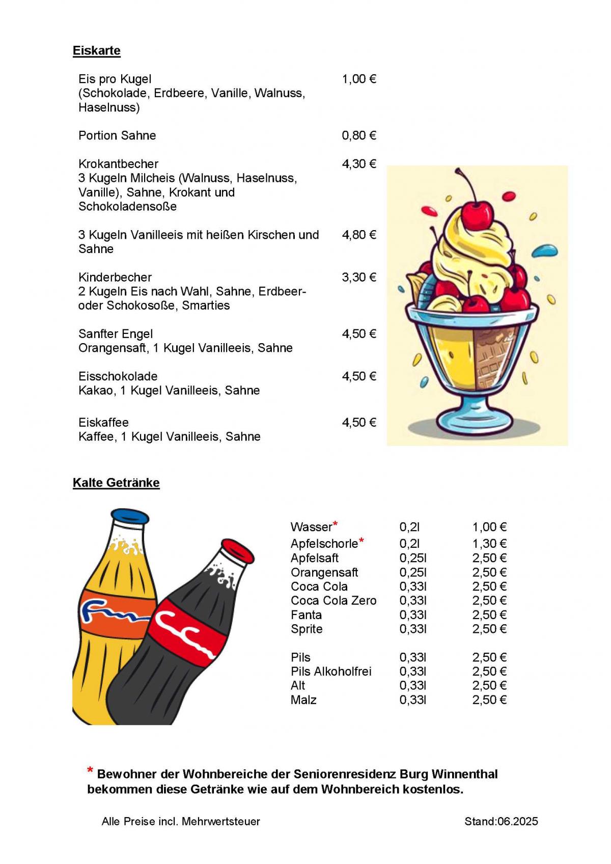 Karte Burgcafe Burg Winnenthal 2